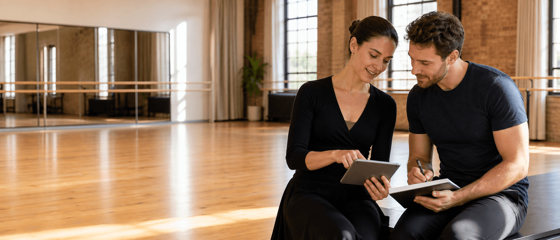 Instructor and adult student planning music and lesson goals